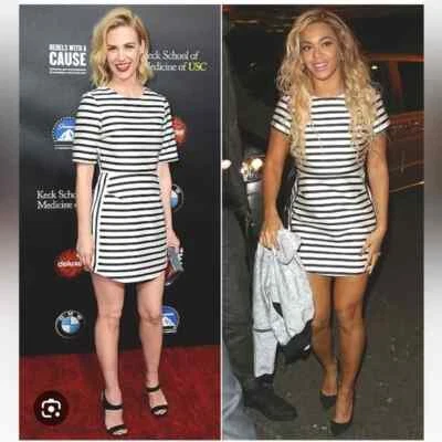 Женское черно-белое полосатое атласное трапециевидное структурированное мини-платье Topshop размер 6 - Изображение 1 из 4