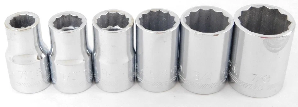 NOS Easco USA - 6 Piece 1/2" Drive SAE Socket Tool Kit / Set 7/16" thru 7/8" NEW - Image 1 of 4
