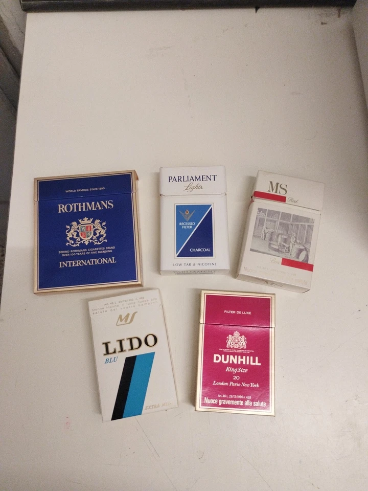 5 Pacchetti VUOTI Sigarette LIDO PARLIAMENT ROTHMANS  MS DUNHILL  EMPTY PACKET - Immagine 1 di 1
