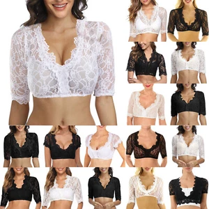 Damen Sexy Top Slim Elegant Schwarz Dirndl Spitze Oktoberfest Tank Halloween Bluse - Bild 1 von 48