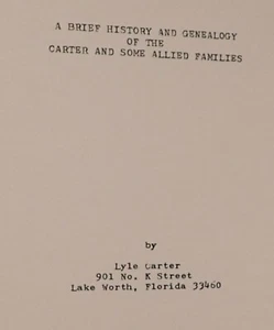 CARTER FAMILY HISTORY GENEALOGY VIRGINIA NEW JERSEY PENNSYLVANIA - Picture 1 of 6