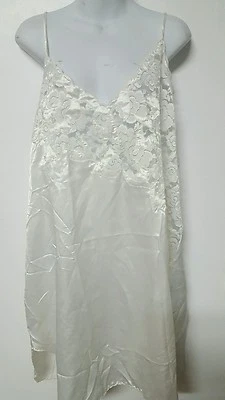 VENTURA Ivory Nightgown Silky CHARMEUSE LACE Sleeveless Knee SIZE 1X  44" BUST - Image 1 of 3