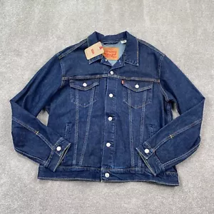 Levi’s Men's Button Up Denim Truckers Jacket Size L Dark Blue Long Sleeves - Picture 1 of 16