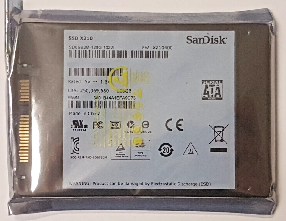 128 GB SATA SanDisk SSD X210 SD6SB2M-128G-1022I 2D-NAND MLC 2.5" Hard Drive New - Image 1 of 1