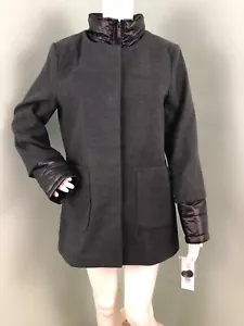 NWT Women's French Connection Gray Detachable Stand Collar Coat Sz Medium - Picture 1 of 11