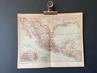 Mexico  Rare Antique Brockhaus Map Print from 1900's FREE POSTAGE