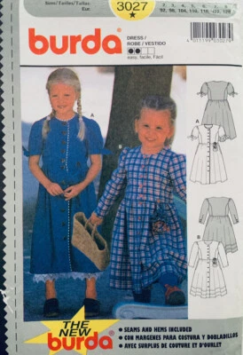 Burda Pattern 3027 | Girls Traditional Button Front Dress | Sizes 2 - 8 - Image 1 of 2