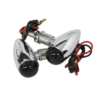 For Yamaha V Star MT Chrome Smoke Lens 12V Turn Signals Amber Blinker Light 10mm - Image 1 of 4
