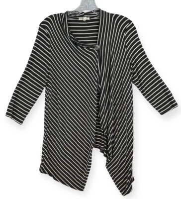 Cárdigan peculiar asimétrico a rayas negras gris medio Maurice's Top para mujer Foto 1 de 4