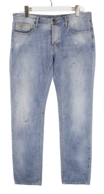 Just Cavalli Jeans Homme W33 Peint Délavé Coupe Droite Whiskers Bouton - Photo 1/4