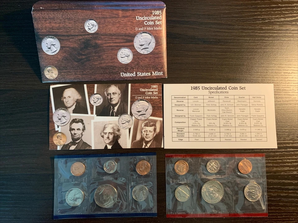 1985 P&D United States Mint Set - 10 BU Coins with Envelope & COA - Image 1 of 1