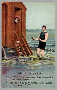 Force Of Habit Bamforth & Co Sea Side Comic Scene c1906 UDB UNP Antique Postcard - Picture 1 of 2