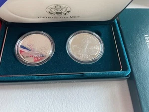 1999 P Yellowstone National Park Proof/BU Commem 90% Silver Dollars 2 Coin OGP - Picture 1 of 6