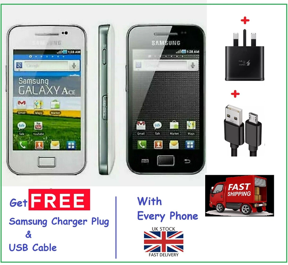 Samsung Galaxy Ace GT-5830i- BLACK WHITE 3G-Unlocked Mobile Phone / UK SELLER - Image 1 of 1