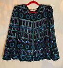 Vintage Multicolored Short Sleeve 100 Silk Sequin And Beaded Lawrence Kazar Top