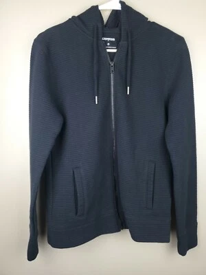Sudadera con capucha acanalada negra con cremallera completa Express para mujer talla XS Foto 1 de 4