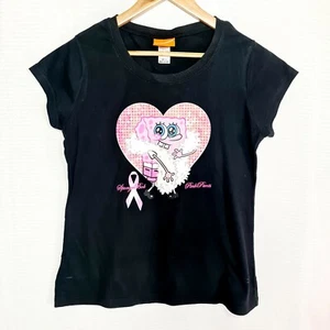 NICKELODEON Size 16 Pink Support Breast Cancer Sponge Bob Black T-Shirt - Picture 1 of 8