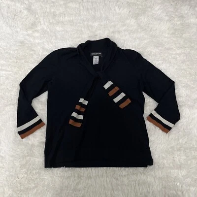 COLECCIÓN JONES NUEVA YORK Suéter Mujer M Negro Cuello Lazo Tejido Retro De Colección Academia Foto 1 de 4