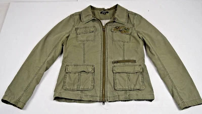 Chaqueta Express Talla M Verde Militar Algodón Bronce Estrellas Forrada Foto 1 de 4
