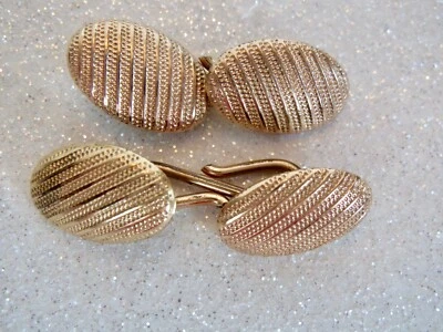 ¡BONITO! Gemelos Art Deco Oro Rosa 14k Sobre Latón Texturizados HOMBRE o MUJER 5,7g Foto 1 de 4