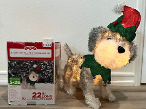 Holiday Time Light Up Fluffy Schnauzer Dog Elf Christmas Decor 22" TESTED WORKS!