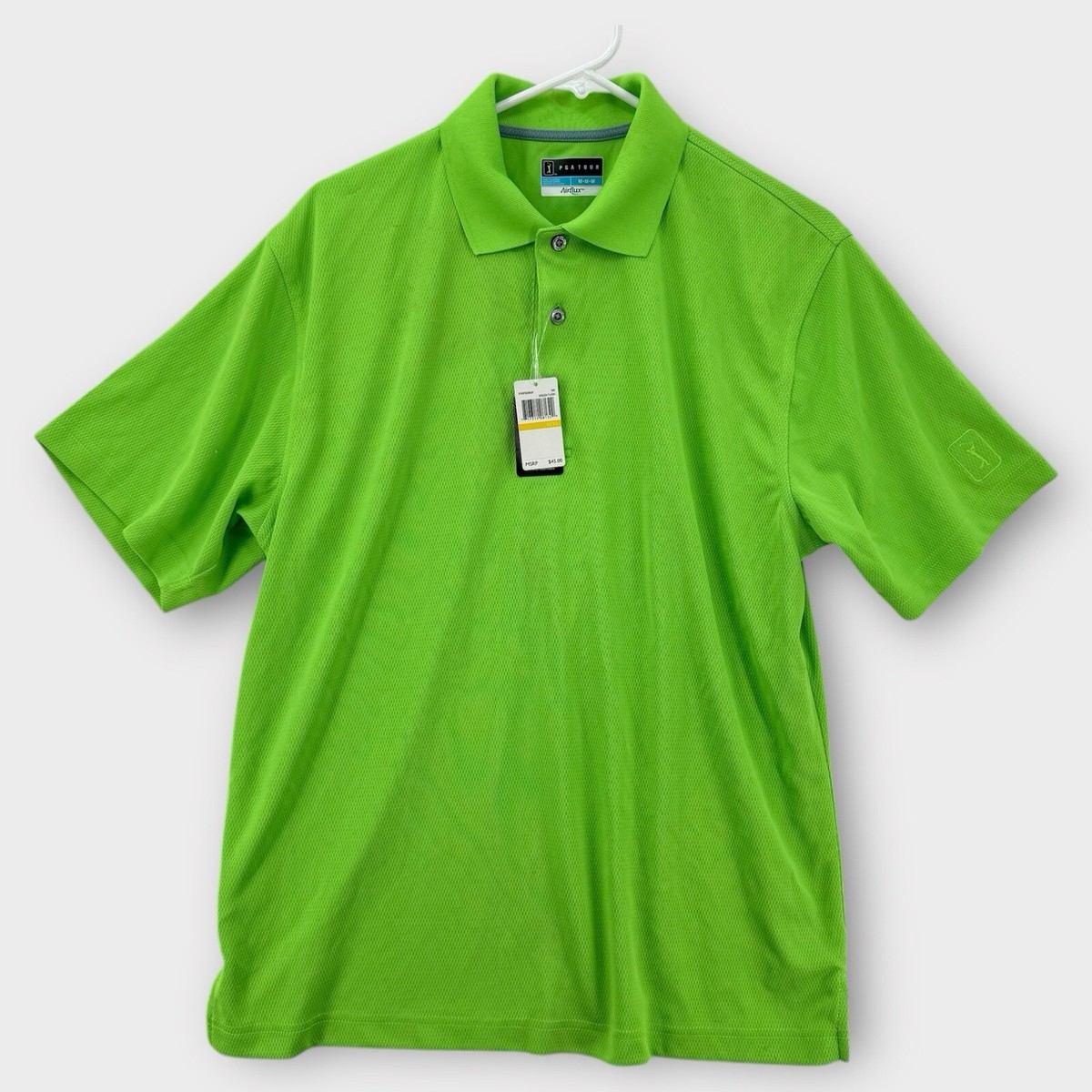 BRIEFING MEN’S TOUR POLO【XL】GREEN Pro Tour Mens XL Golf Polo Shirt Lime Green Gray Stripes