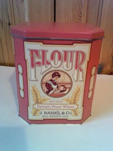 Collectors Daher J Banks & Co Flour Tin Farmers Finest Wheat Empty Tin Canister - Picture 1 of 14