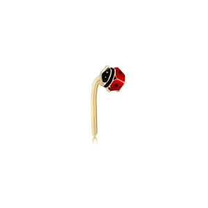 9ct Gold Jewelco London Red & Black Enamel Ladybird L-Post Nose Stud 3mm - Picture 1 of 3