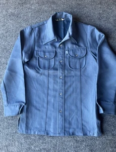Top vintage anni 70 Levis Western Wear cowboy Panatela blu perla a scatto taglia grande - Foto 1 di 13