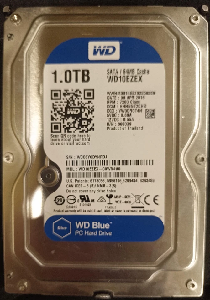 WD Blue 1Tb 7200RPM 3.5" SATA III 64MB Cache Desktop Hard Drive WD10EZEX  - Image 1 of 1