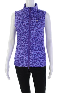 G/Fore Womens Floral Print Zippered Sleeveless Puffer Vest Purple Size S - Picture 1 of 6