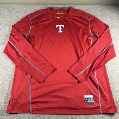 Camisa Texas Rangers Para Hombres 2XL Roja MLB Béisbol Dri Fit Manga Larga Nike Auténtica Foto 1 de 4