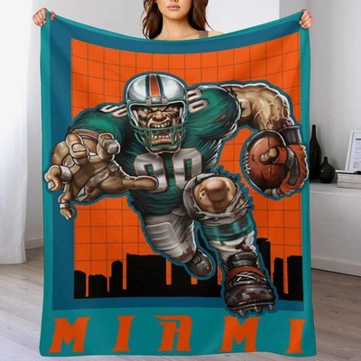 Manta de fútbol americano estampada mascota franela mantas regalo para fanáticos de Miami Foto 1 de 4