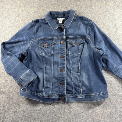 Lane Bryant Jacket Womens 20 Denim Stretch Jean Trucker Button Up Plus Casual - Image 1 of 4