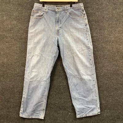 Pantalones de mezclilla Axist Jeans para hombre 38x30 azul lavado claro pierna recta cremallera mosca 5 bolsillos Foto 1 de 4