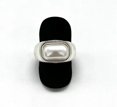 Modeschmuck Ring, Perle, 12 mm breit, Gr. 59 - Bild 1 von 2