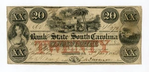 1853 $20 The Bank of the State of SOUTH CAROLINA Note - Picture 1 of 2