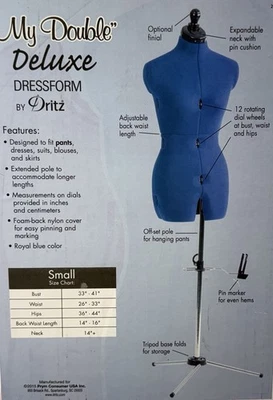 Dritz My Double Deluxe Adjustable Dress Body Form Small Sewing Tailoring - Image 1 of 4