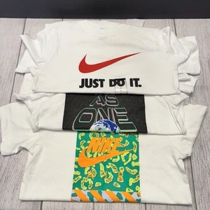 Nike Adidas Boys Small (8) New White Athletic Graphic T-Shirt Bundle Of 3 Shirts - Picture 1 of 4