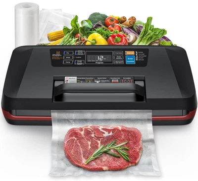 Sellador de alimentos 95kPa automático con doble sellado, cortador y bolsas Foto 1 de 4