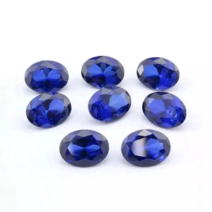8x6 MM (15 Pcs) Natural Blue Sapphire Oval Cut Certified Loose Gemstone Lot - Picture 1 of 6
