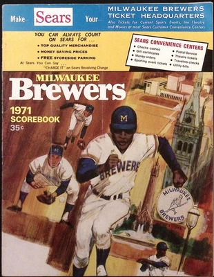 1971 Milwaukee Brewers vs California Angeles Baseball Scorebook Sears Sponsor - Image 1 of 4