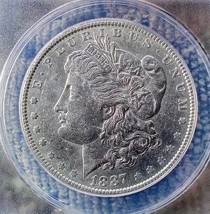 1887 P  Morgan Silver Dollar ANACS Graded AU 55 Condition. - Picture 1 of 4