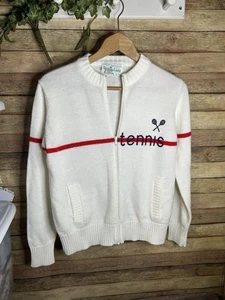 Women’s VINTAGE Tennis Full Zip Sweater Size Large  - Picture 1 of 7