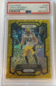 Prizm Lukas Van Ness Gold Shimmer 2023/10 #336 PSA 10 RC Rookie Packers - Imagen 1 de 2