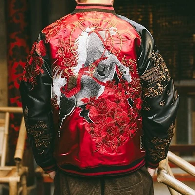 男式日式纪念品夹克双面素卡扬马刺绣男女通用 — 第 1/4 张图片