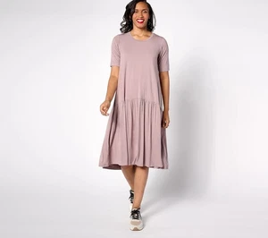 LOGO by Lori Goldstein Sz XL Rayon 230 Elbow Sleeve Dress WILD MUSHROOM A638428 - Picture 1 of 1