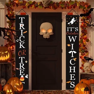 Decoraciones de Halloween al aire libre | Truco o trato y es octubre brujas porche - Imagen 1 de 5