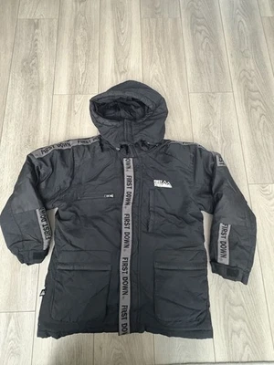 First Down Jacket Mens Medium Black Goose Down Feathers Detachable Hood  Coat - Image 1 of 4