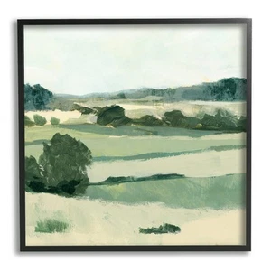 Open Countryside Landscape Soft Green Rolling Hills Wall Art, 17 x 17, Black ... - Picture 1 of 7